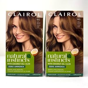 CLAIROL Natural Instincts, zero ammonia, 6G Light Golden Brown, 2 boxes, NEW